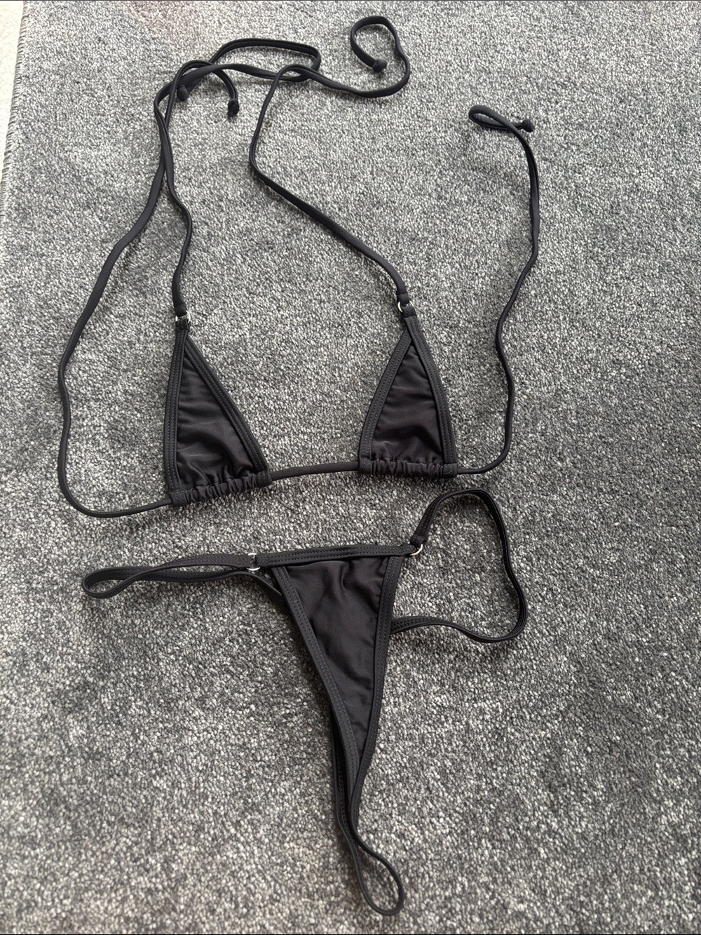 SHEIN Black Triangle String Bikini Set